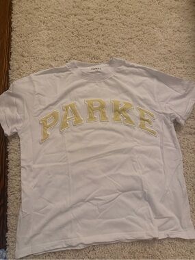 LIMITED SUMMER Parke White Tee with Pale Yellow Lettering
